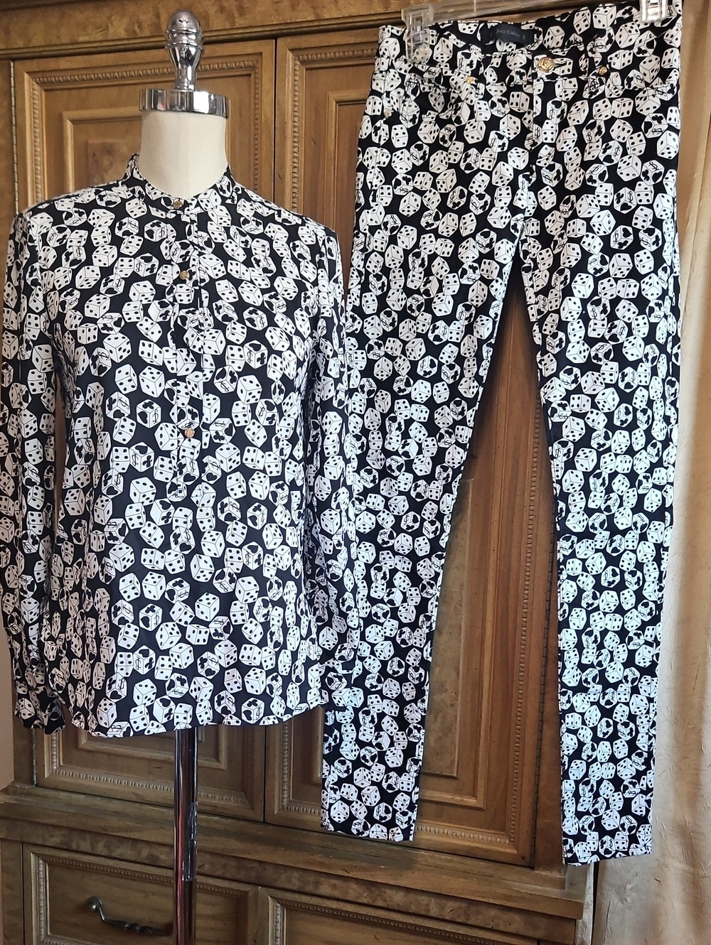 Juicy Couture Black & White Dice Print Pantsuit